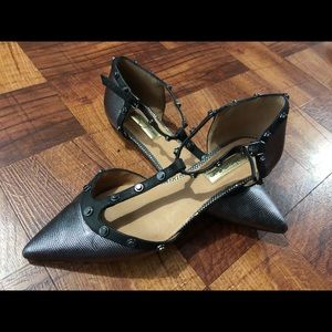 Halogen Black studded pointy flat shoes